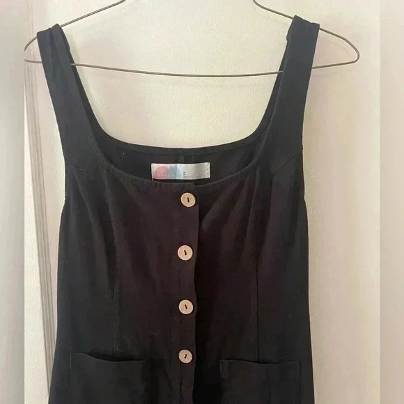 Sleeveless FP BEACH Black Dress W/ Buttons Size small Pre Owned - Picture 4 of 11